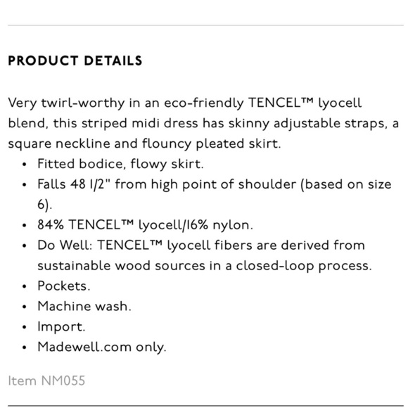 Womens New Madewell Petite Pleated Midi Dress in Stripe - Picture 5 of 15